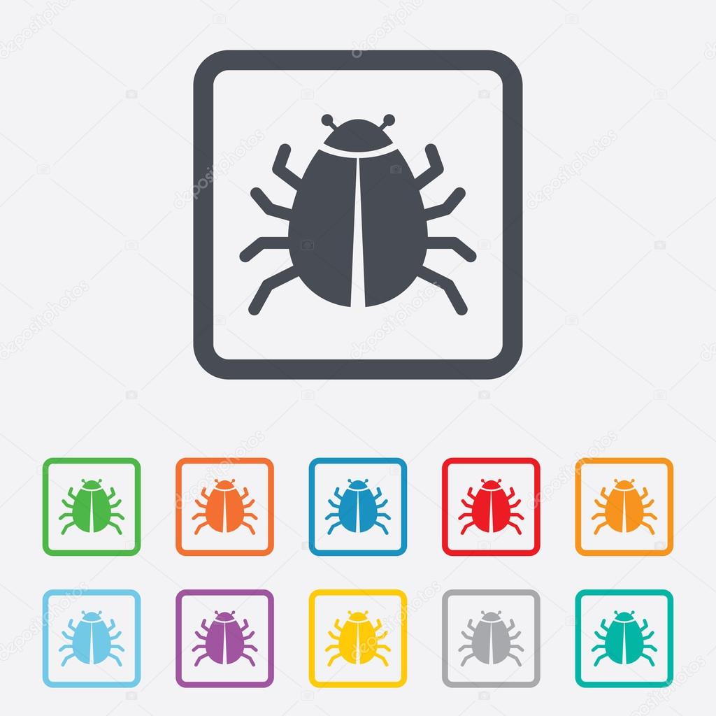Bug sign icon. Virus symbol. Software bug error