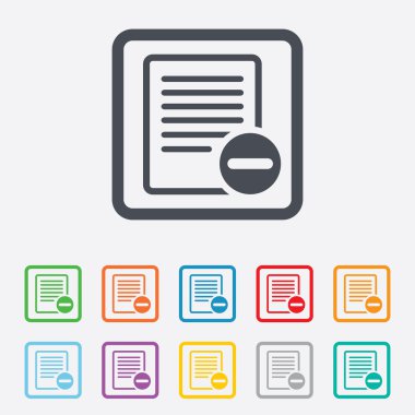 Metin dosya işareti simgesi. Dosya belgesi simgesini sil