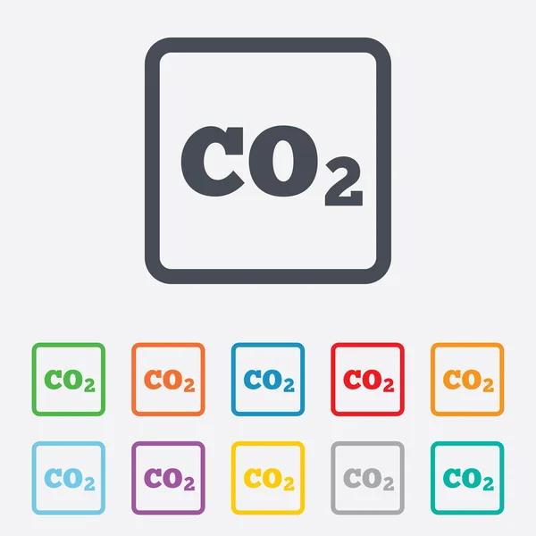 CO2 anidride carbonica formula segno icona. Chimica — Vettoriale Stock