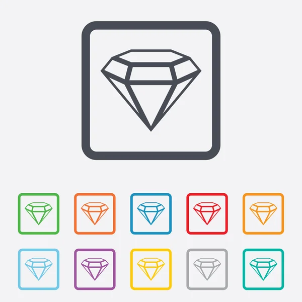 Icono de signo de diamante. Símbolo joyería. Piedra preciosa. — Vector de stock