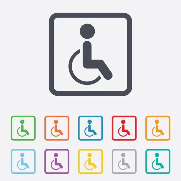 Disabled sign icon. Human on wheelchair symbol. — Stock Vector