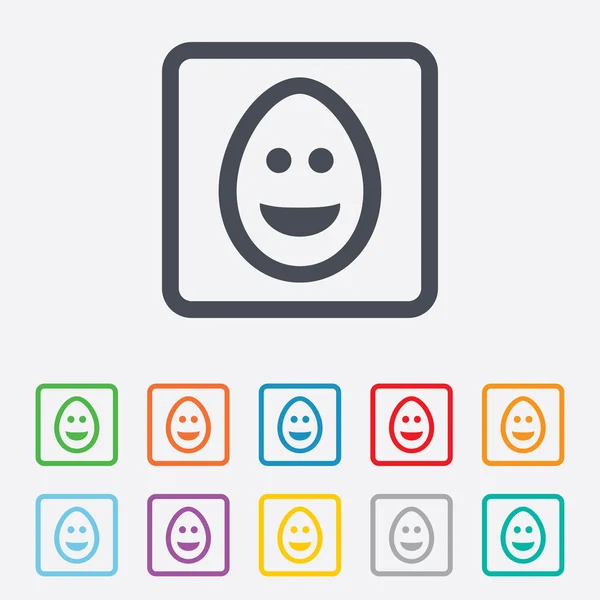 Ícone de sinal de cara de ovo de sorriso. Símbolo sorridente . — Vetor de Stock