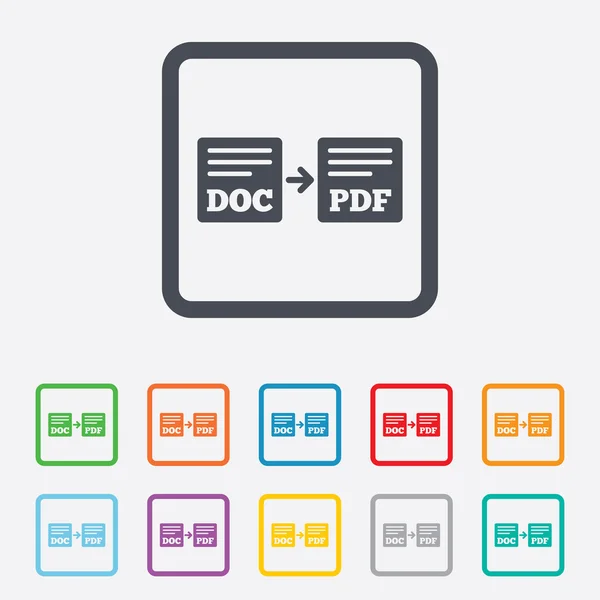 Export DOC to PDF icon. File document symbol. — Stock Vector