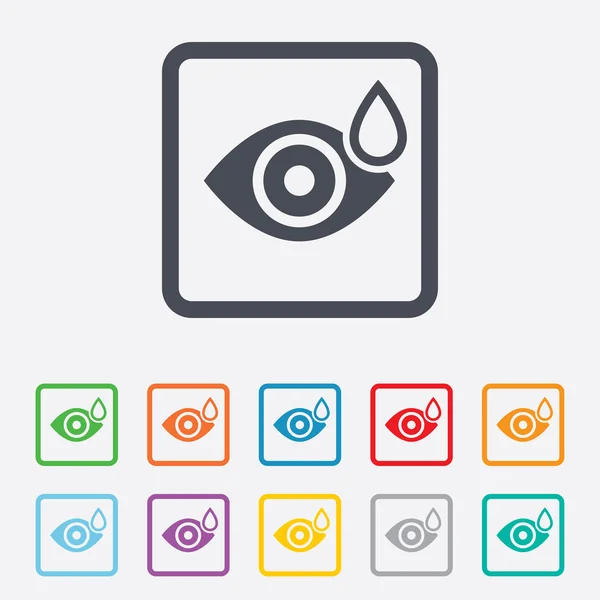 Eye with water drop sign. Drip into the eyes. — Stock Vector