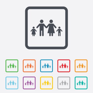 tam aile iki çocuk işareti simgesi.