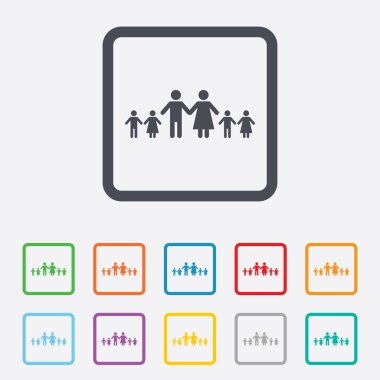 birçok çocuk işareti ile büyük bir aile tamamlamak.