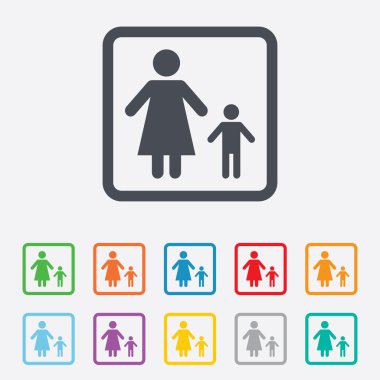 tek ebeveynli aile ile çocuk işareti simgesi.