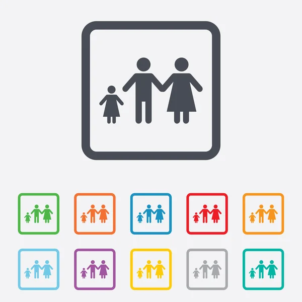 Komplette Familie mit einem Kind-Zeichen-Symbol. — Stockvektor