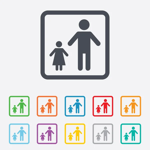 Μονογονικές οικογένειες με ένα παιδί εικονίδιο "υπογραφή". — Διανυσματικό Αρχείο