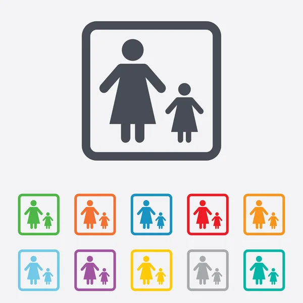 Família monoparental com um ícone de sinal filho . —  Vetores de Stock