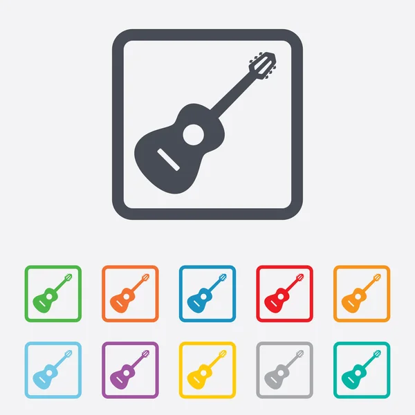 Signo de guitarra acústica icono. Símbolo musical . — Vector de stock