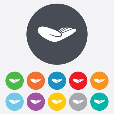 Bağış el işareti simgesi. Yardım veya bağış.