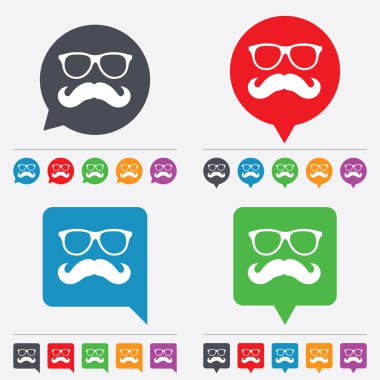 Bıyık ve gözlük işareti simgesi. hipster sembolü.