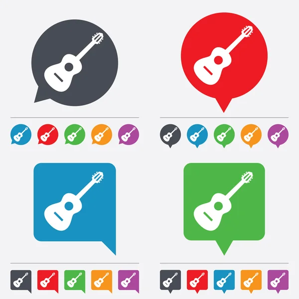 Signo de guitarra acústica icono. Símbolo musical . — Vector de stock