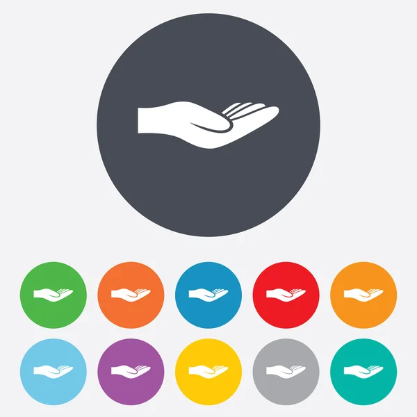 Donatie handpictogram teken. Liefdadigheid of schenking. — Stockvector