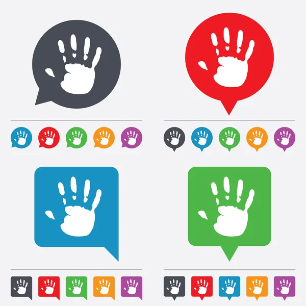 Pictogram van een hand afdrukken teken. Stop symbool. — Stockvector