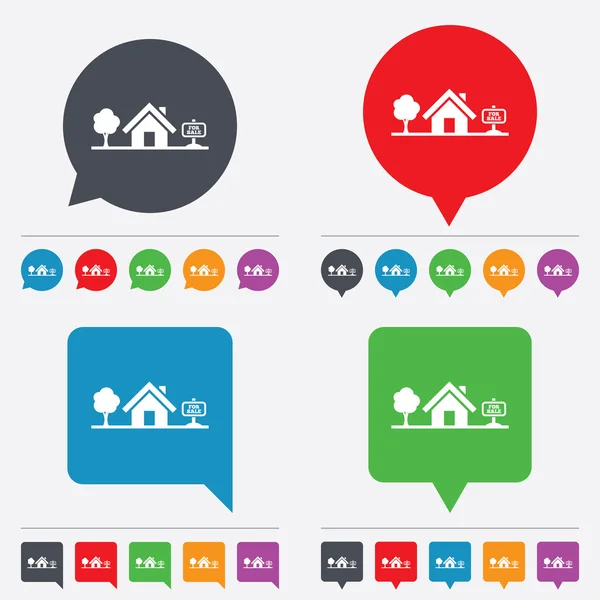 Home sign icon. House for sale. Broker symbol. — Stock Vector