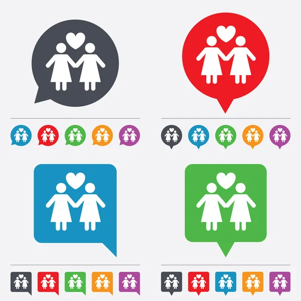 Paar teken pictogram. vrouw liefde vrouw. lesbiennes. — Stockvector