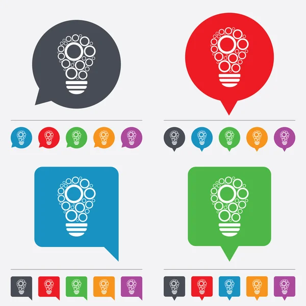 Icono de signo de lámpara de luz. Bombilla con círculo símbolo — Vector de stock