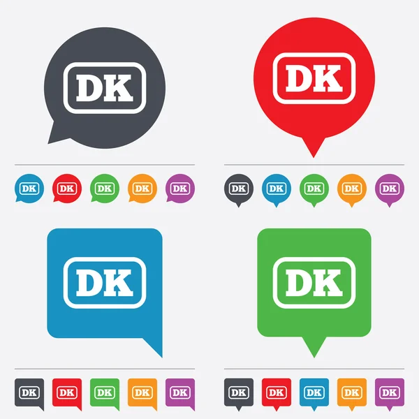 Denemarken teken taalpictogram. DK vertaling. — Stockvector