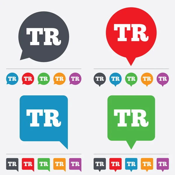 Ícone de sinal de língua turca. Tradução TR —  Vetores de Stock