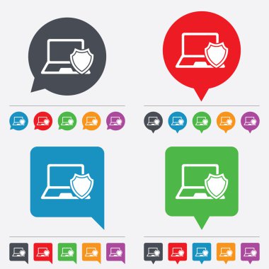 dizüstü bilgisayar koruma işareti. notebook ile kalkan.