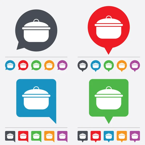 Koken pan teken pictogram. kook of stoofpot voedsel symbool. — Stockvector