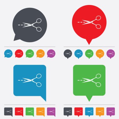 makasla kesme çizgi işareti simgesi. terzi sembolü.