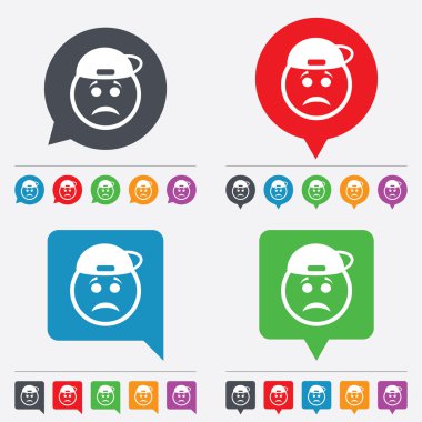 üzgün rapçi yüz işareti simgesi. hüzün sembolü.