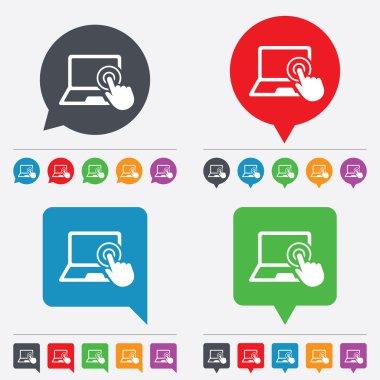 dokunmatik ekran laptop işareti. el işaretçi simgesi.