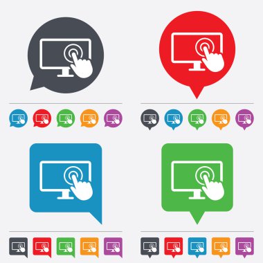 dokunmatik ekran monitör işareti simgesi. el işaretçisi.