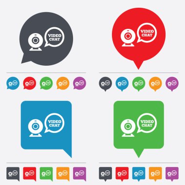 görüntülü sohbet işareti simgesi. Webcam video konuşma balonu