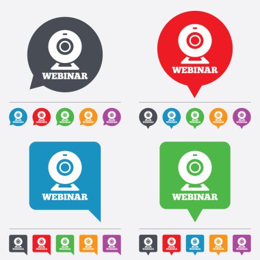 Webinar web kamera işareti simgesi. Online web çalışma.