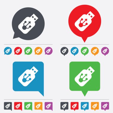 USB işareti simgesi. USB flash sürücü simgesi sopa.