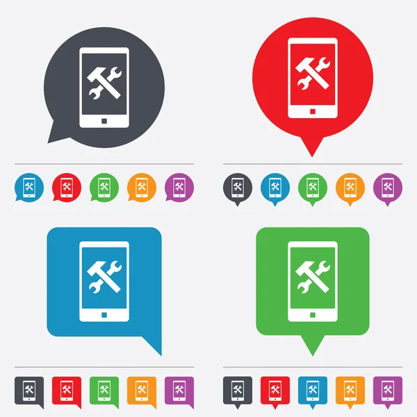 Smartphone reparatie teken pictogram. dienst symbool. — Stockvector