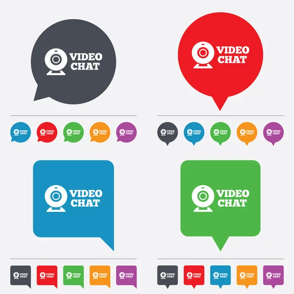 Icona segno video chat. Webcam video parlare . — Vettoriale Stock