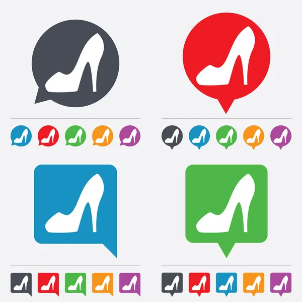 Womens schoen teken pictogram. hoge hakken schoen. — Stockvector