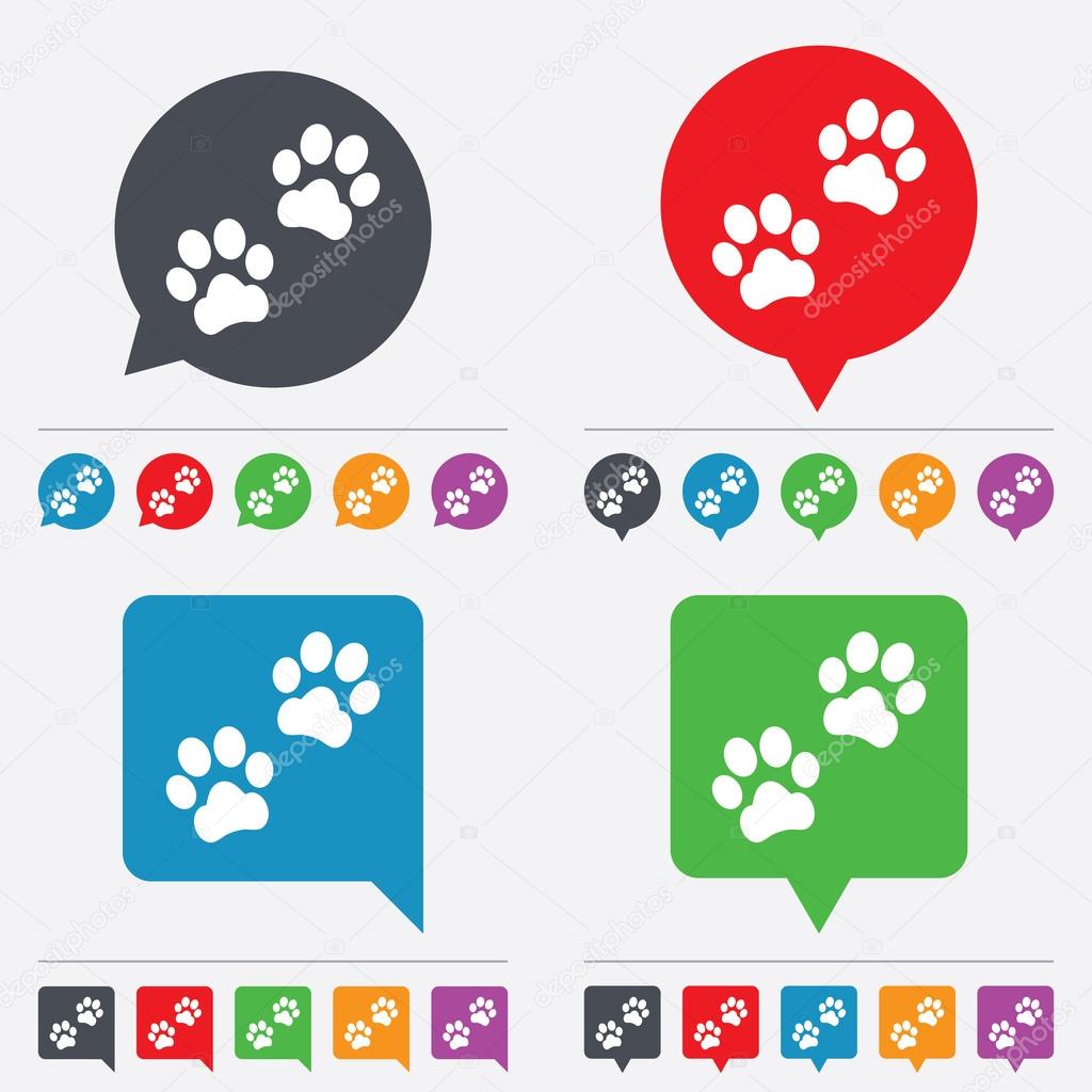 Paw sign icon. Dog pets steps symbol.