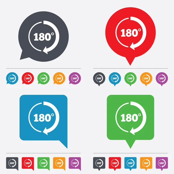 180 graden teken hoeksymbool. meetkunde-wiskunde-symbool — Stockvector