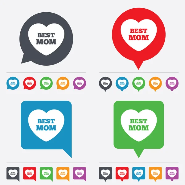 Bästa mamma tecken ikon. hjärtsymbolen kärlek. — Stock vektor
