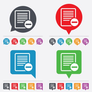 Metin dosya işareti simgesi. Dosya belgesi simgesini sil