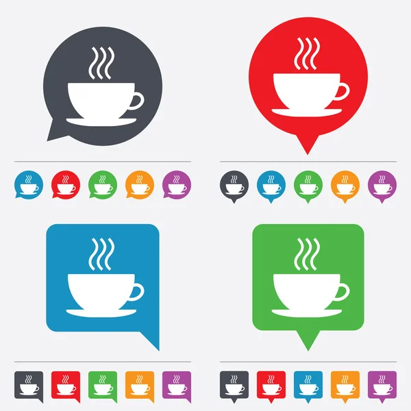 Icono del signo de taza de café. Botón café caliente . — Vector de stock