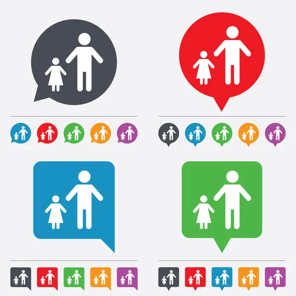 One-parent family with one child sign icon. — Stock Vector