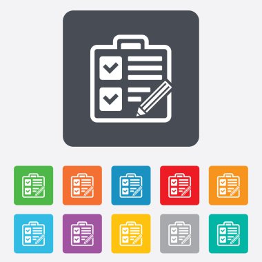 Denetim listesi işareti simgesi. Kontrol listesi sembolü.