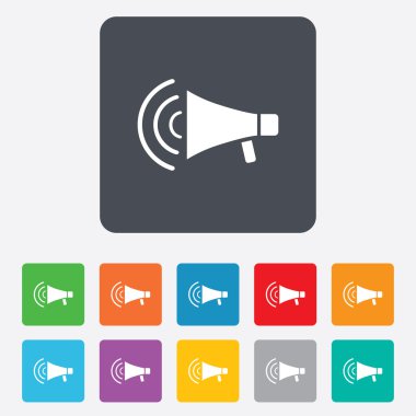 Megafon işareti simgesi. Hoparlör grev sembolü.