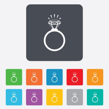 Yüzük işareti simgesi. Elmas simgesi olan takı.