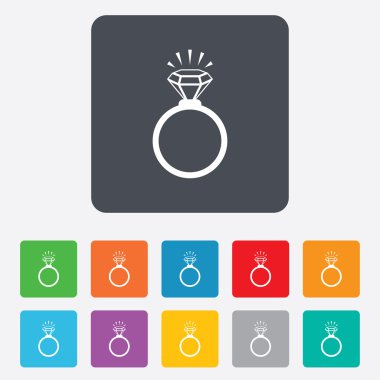 Yüzük işareti simgesi. Elmas simgesi olan takı.