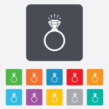 Yüzük işareti simgesi. Elmas simgesi olan takı.