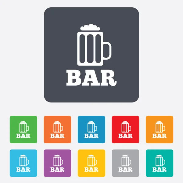 Icono de signo de bar o pub. Símbolo vaso de cerveza . — Vector de stock