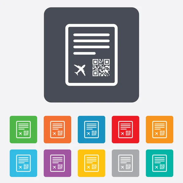 Boarding pass letu znamení ikona. Jízdenka na letiště. — Stockový vektor